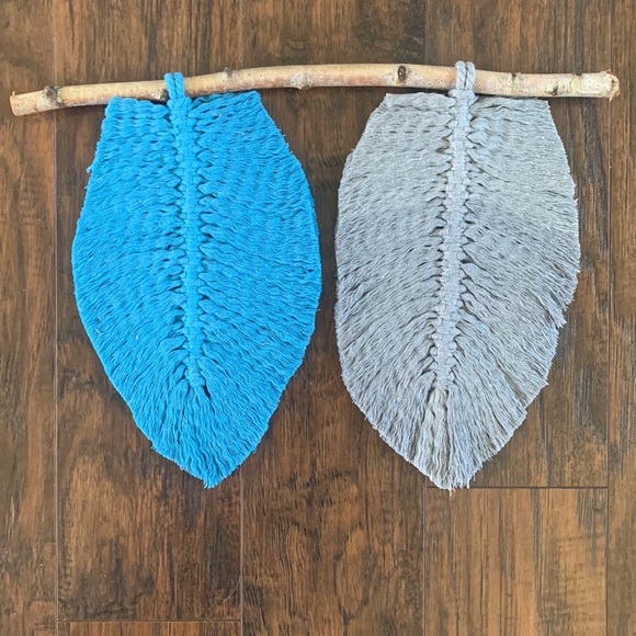 Set of 2: Grey and Blue Feathered Wall Art - Picture 7 of 14